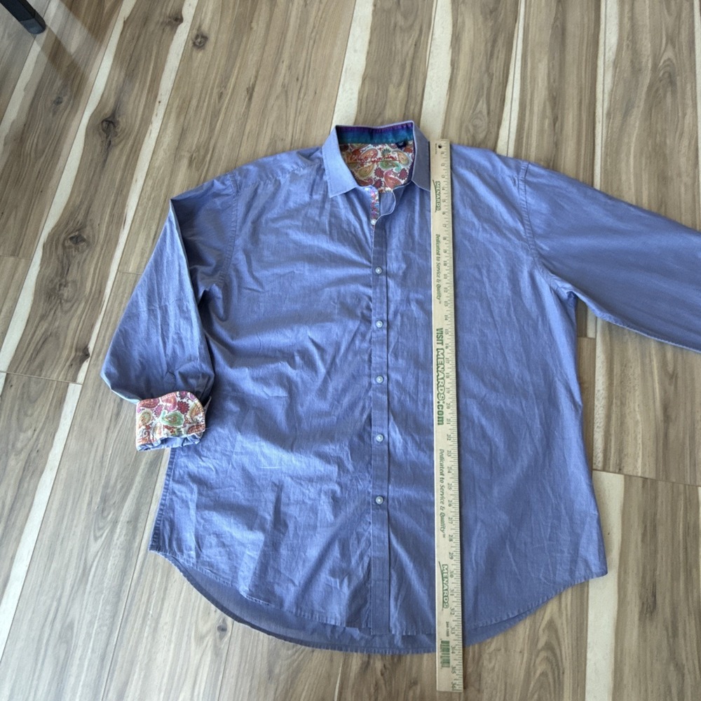Robert Graham Shirt Men 3XLarge Blue Striped Paisley Cuffs Button Up - Picture 5 of 9